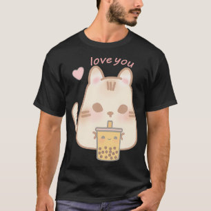 Niedlich Cat Boba Valentinstag  T-Shirt