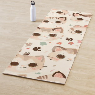 Niedlich Cat Cartoon Funny Pattern Party Yogamatte
