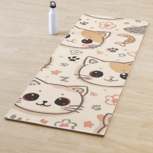 Niedlich Cat Cartoon Funny Pattern Party Yogamatte