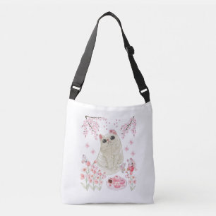 Niedlich Cat Cherry Blossom Tragetaschen Mit Langen Trägern