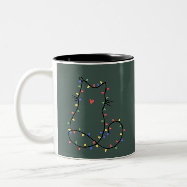 Niedlich Cat Christmas Cat Mama Funny Xmas Cat Lov Zweifarbige Tasse (Links)