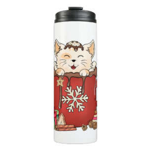 Niedlich Cat Christmas Chocolate Kaffee Thermosbecher