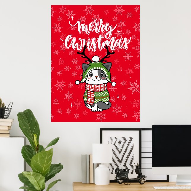 Niedlich Cat Christmas Kleinen Geschenke Galore Poster (Heimbüro)