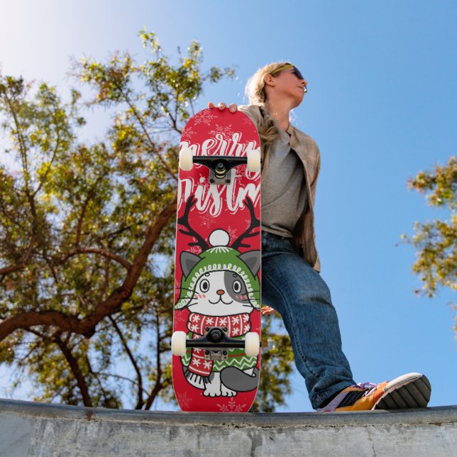 Niedlich Cat Christmas Kleinen Geschenke Galore Skateboard (Außen 1)