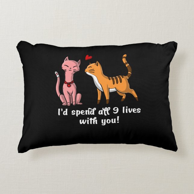 Niedlich Cat Couple Funny Kittens Valentinstag Dekokissen (Vorderseite)