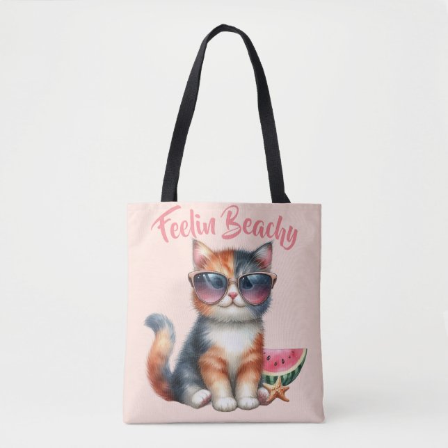 Niedlich Cat Feelin Beachy Tasche (Vorderseite)