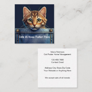 Niedlich Cat Feline Foster Zuhause Theme Quadratische Visitenkarte