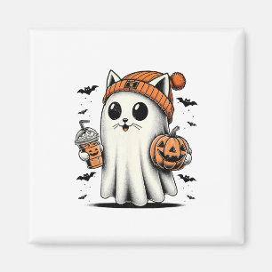 Niedlich Cat Ghost Iced Coffee Funny Ghost Hallowe Magnet