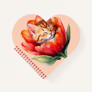 Niedlich Cat Journal - Heart Shaped Spiral Noteboo Notizbuch