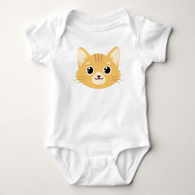Niedlich Cat Kawaii Design Baby Bodysuit Strampler (Vorderseite)