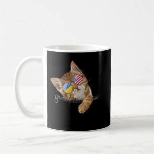 Niedlich Cat Kitten American Ukrainian Flag Sunglu Kaffeetasse