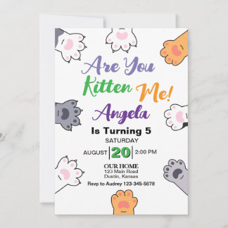 Niedlich Cat Kitten Geburtstagsparty Einladung