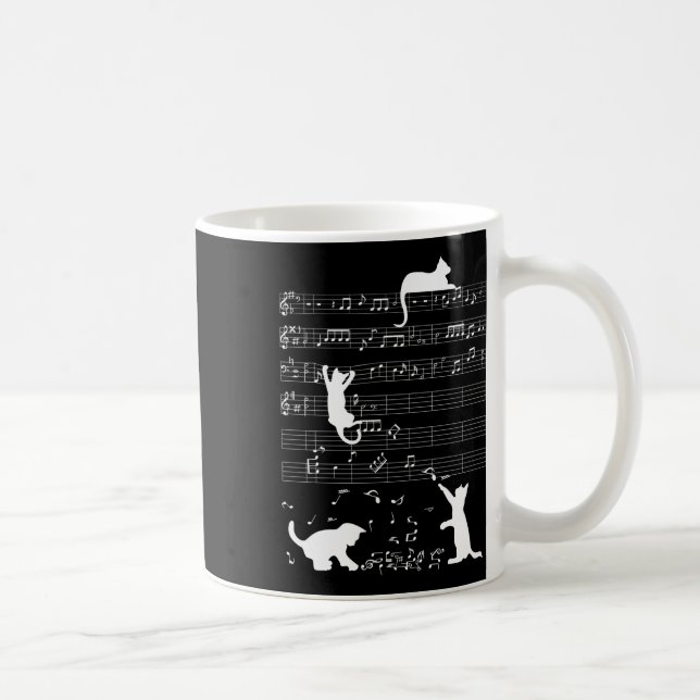Niedlich Cat Kitty Playing Musiknote Clef Musician Kaffeetasse (Rechts)