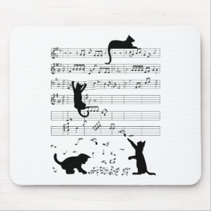 Niedlich Cat Kitty Playing Musiknote Clef Musician Mousepad