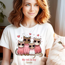 Niedlich Cat Kitty Valentine Pink Individuelle Nam T-Shirt