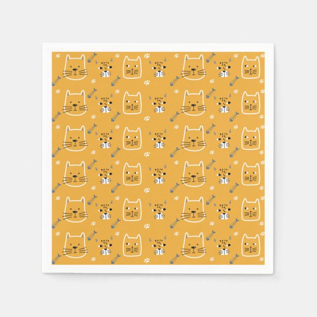 Niedlich Cat Modernes Muster Serviette (Vorderseite)