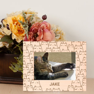 Niedlich Cat Pattern Individuelle Name Geätzte Rahmen