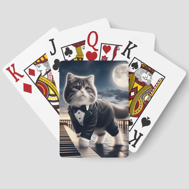 Niedlich Cat Pawdigy Plays a Moonlight Sonata Spielkarten (Rückseite)