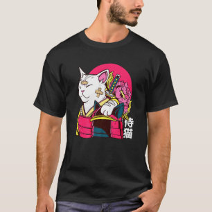 Niedlich Cat Pet Ninja Samurai japanisches Kanji T-Shirt