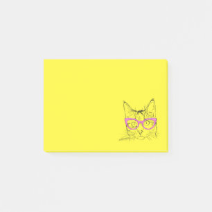 Niedlich Cat Pink Gläser Normal langweilig Post-it Klebezettel