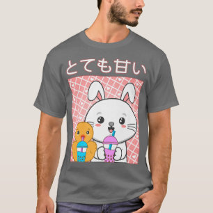 Niedlich Cat Rabbit Duck Boba Tea Bubble Kawaii Te T-Shirt