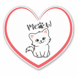 Niedlich Cat Red Hart Aufkleber