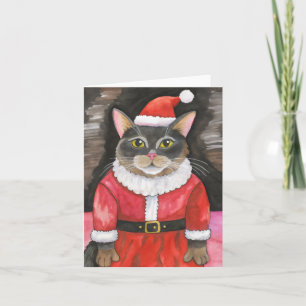 Niedlich Cat Santa Christmas Karte