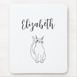 Niedlich Cat Schwarz-weißer Cartoon Winking Kitty Mousepad