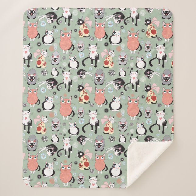 Niedlich Cat Sherpa Fleece Blanket Sherpadecke (Vorderseite)