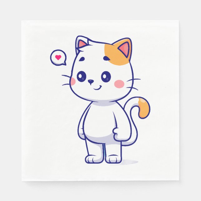 Niedlich Cat Smile Serviette (Vorderseite)