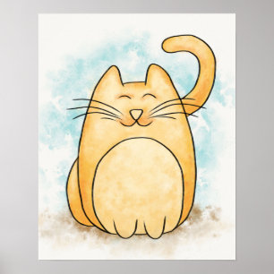 Niedlich Cat Watercolor Poster