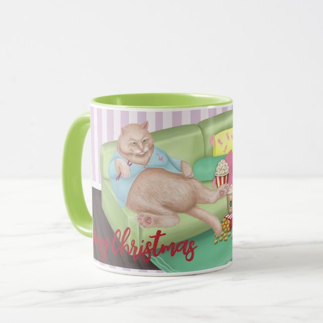 Niedlich Cat Weihnachten Tasse (Vorderseite Links)