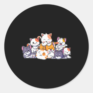Niedlich Cats Anime Kawaii Japanisch Otaku Neko Ge Runder Aufkleber