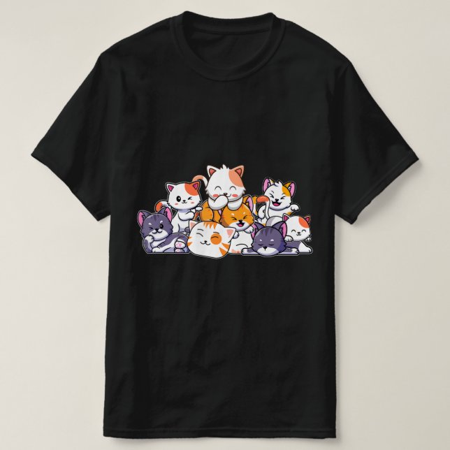 Niedlich Cats Anime Kawaii Japanisch Otaku Neko Ge T-Shirt (Design vorne)