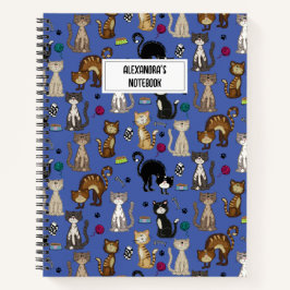 Niedlich Cats Muster Personalisiert Notebook Notizbuch