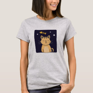 Niedlich Cat's Sweet Dreams Fish Dream Funny Cat M T-Shirt