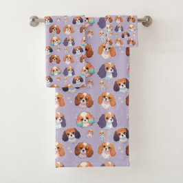 Niedlich Cavalier King Charles Pastel Pattern Badhandtuch Set