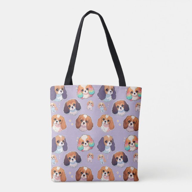 Niedlich Cavalier King Charles Pastel Pattern Tasche (Rückseite)