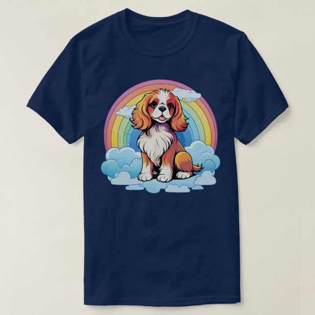 Niedlich Cavalier King Charles Spanel Rainbow Clou T-Shirt (Design vorne)