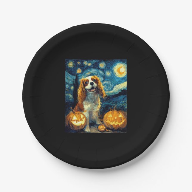 Niedlich Cavalier King Charles Spaniel Dog Hallowe Pappteller (Vorderseite)