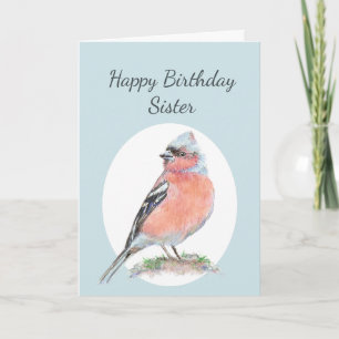 Niedlich Chaffinch Watercolor Birthday Sister Karte