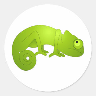 Niedlich Chameleon - grün Runder Aufkleber