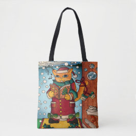 Niedlich Charming Christmas Carol Singer Cat Tasche