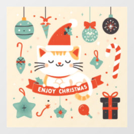 Niedlich Chat Genießen Sie die Weihnachtszeit Fensteraufkleber