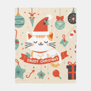 Niedlich Chat Genießen Sie die Weihnachtszeit Fleecedecke