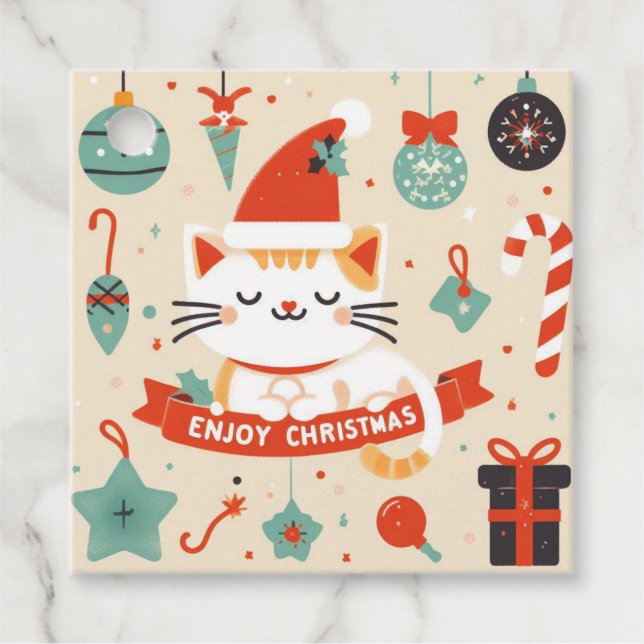 Niedlich Chat Genießen Sie die Weihnachtszeit Geschenkanhänger (Vorderseite)