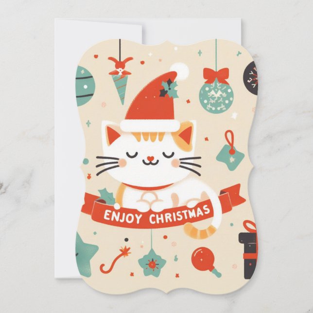 Niedlich Chat Genießen Sie die Weihnachtszeit Karte (Vorderseite)