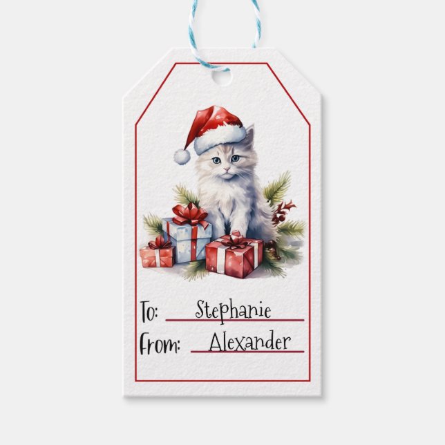 Niedlich Chat Weihnachten Geschenkanhänger (Vorderseite)