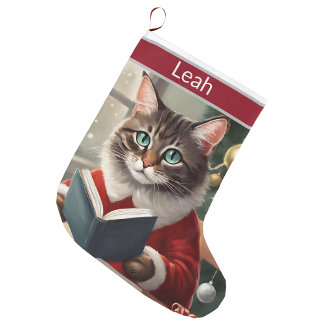 Niedlich Chat Weihnachten Großer Weihnachtsstrumpf
