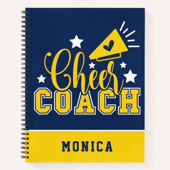 Niedlich Cheercoach Personalisiert Royal Blue & Ye Notizbuch (Vorderseite)